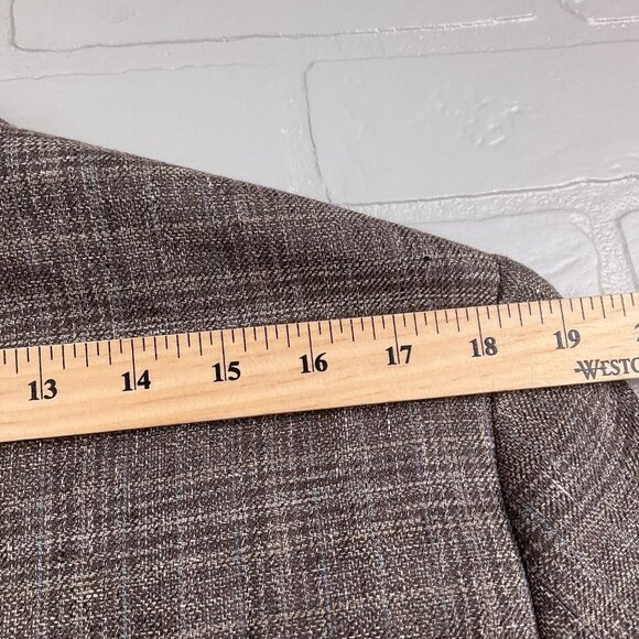 Joseph Abboud Blazer Men 40‎ Brown Blue Plaid Nova Fides Heritage Linen Jacket - Picture 8 of 15